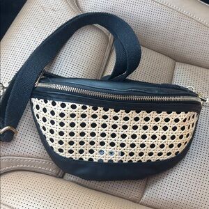 Black and Tan Woven Crossbody Bag